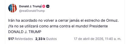Publicación de Trump