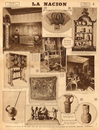 Publicación en La Nación del 5 de junio de 1927, sobre la casa-museo de Victoria Aguirre, sobre la Diagonal Sur.