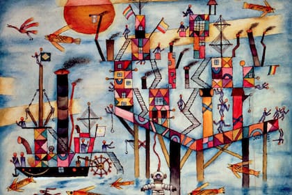 Puerto Azul (1927) otra de las obras de Xul Solar que estarán en el avión