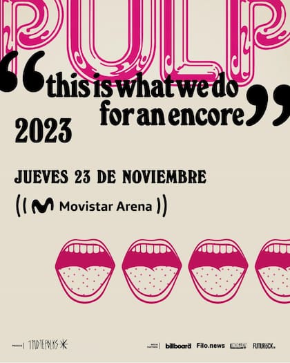 Pulp regresa el 23 de noviembre a la Argentina