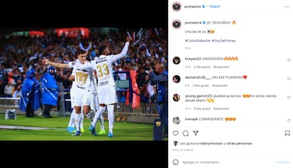 Pumas celebró los dos goles que le dieron la ventaja momentánea ante Seattle Sounders en la final de ida de la Concachampions.