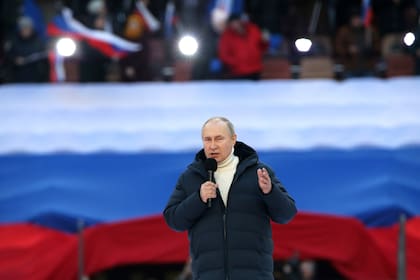 Putin durante un evento en el que conmemoró la anexión de Crimea