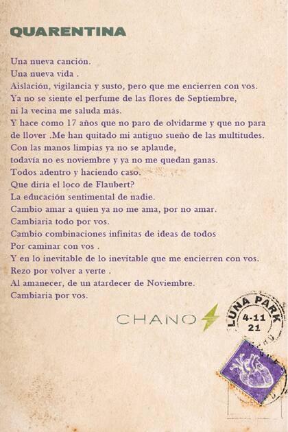 "Quarentina", con la firma de Chano