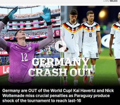 Qué dijeron los medios de otros países sobre la dura derrota de Alemania frente a Paraguay.
