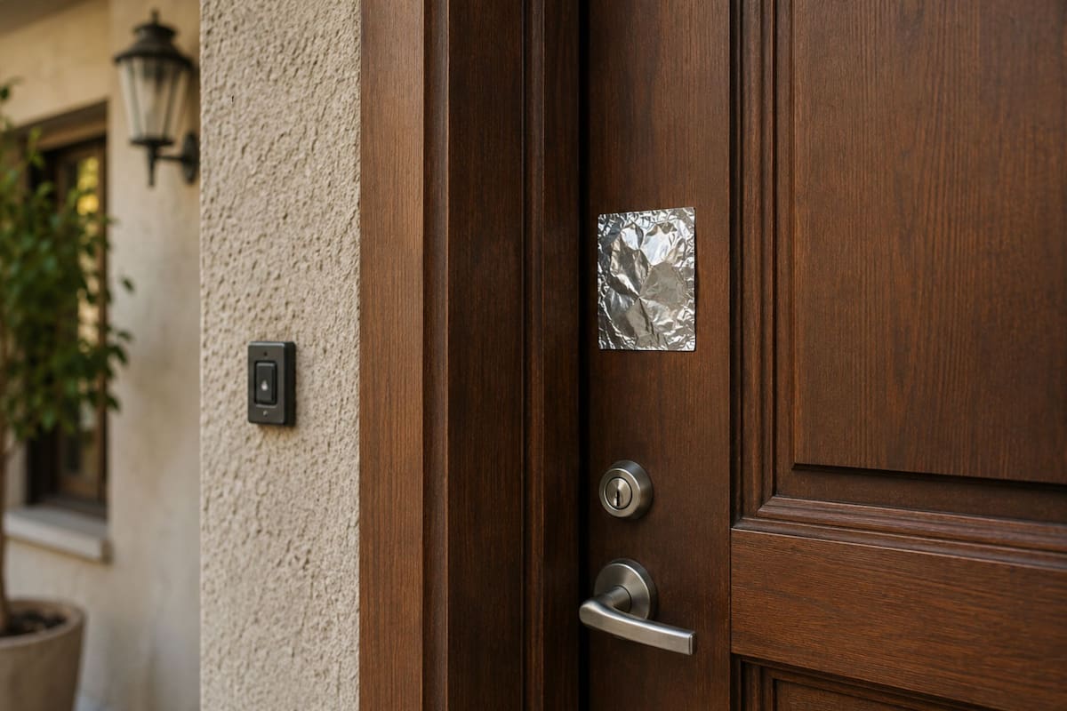 Qué significa pegar papel aluminio en la puerta y por qué se volvió tendencia en otoño (Imagen ilustrativa con IA)