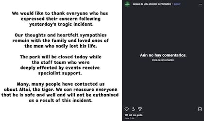 Qué va a pasar con el tigre que mató a un joven en Inglaterra: el comunicado del zoológico.