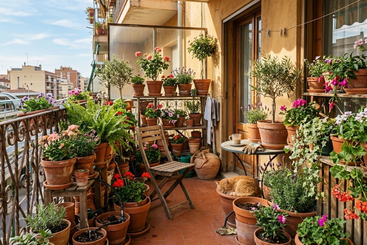 Quedaron atrás las macetas tradicionales que suelen amontonarse en los rincones (Foto: IA)
