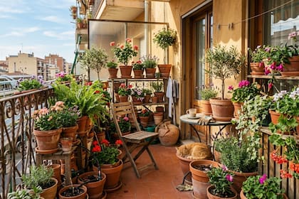 Quedaron atrás las macetas tradicionales que suelen amontonarse en los rincones (Foto: IA)