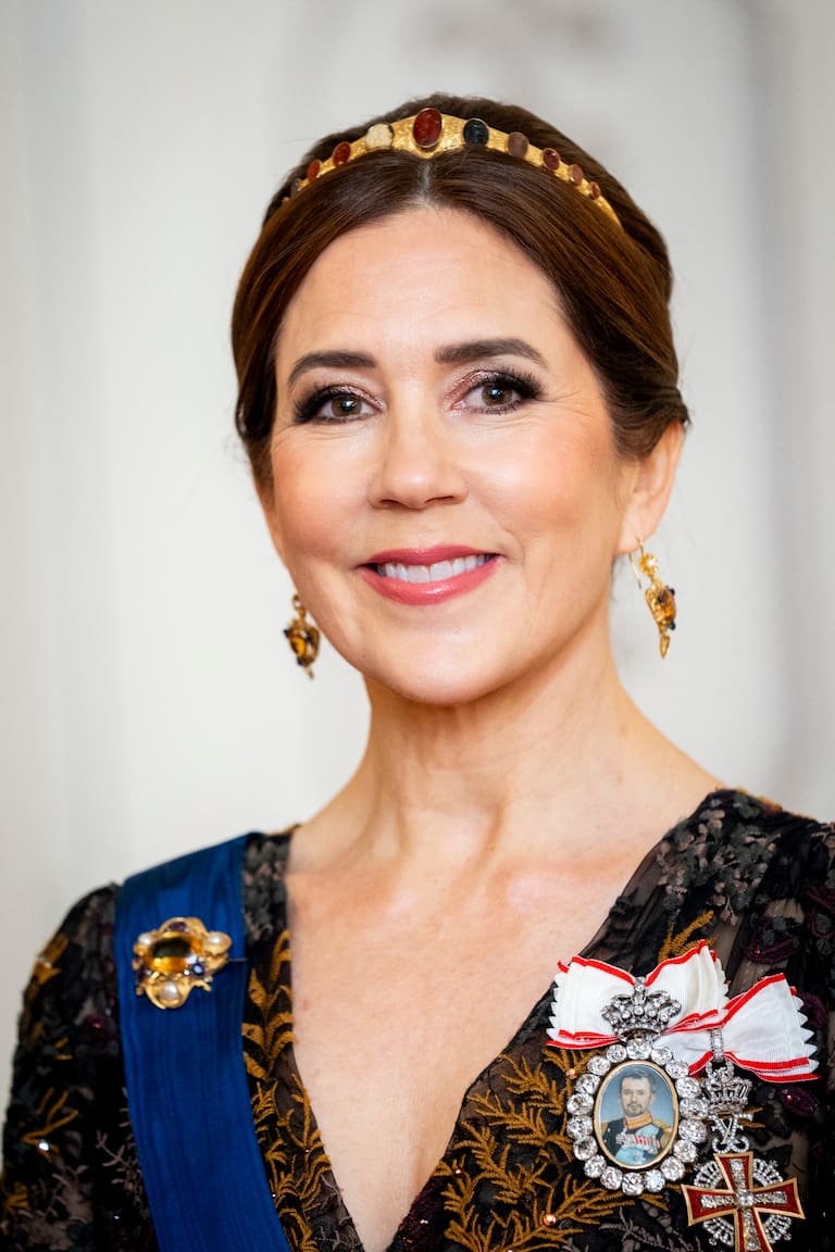 Queen Mary of Denmark smiles during a gala dinner at the Presidential Palace in Helsinki, Finland, on March 4, 2025 during a 2-day state visit of the Danish royal couple to Finland. (Photo by Ida Marie Odgaard / Ritzau Scanpix / AFP) / Denmark OUT (Photo by IDA MARIE ODGAARD/Ritzau Scanpix/AFP via Getty Images)