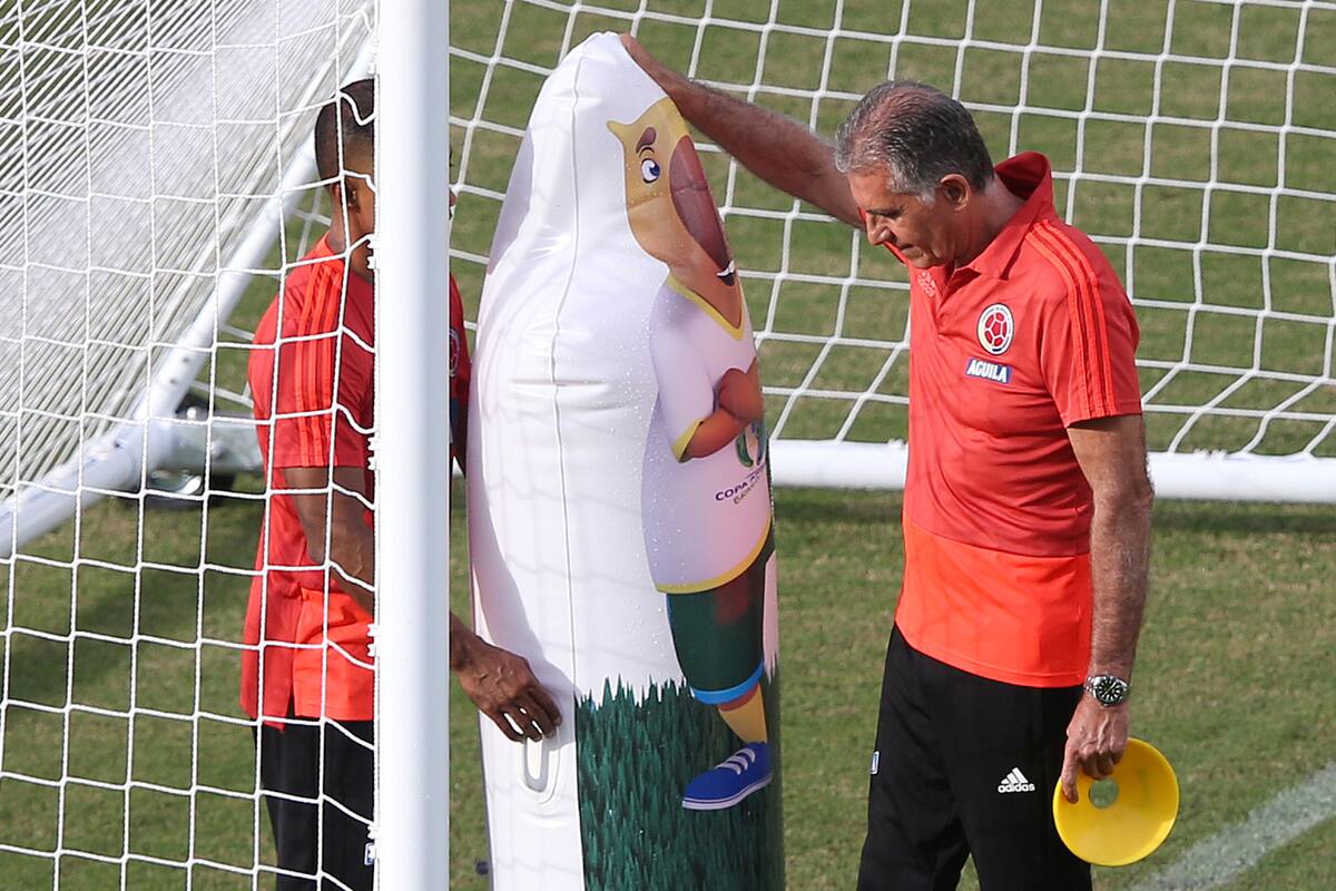 Queiroz, durante una práctica de Colombia