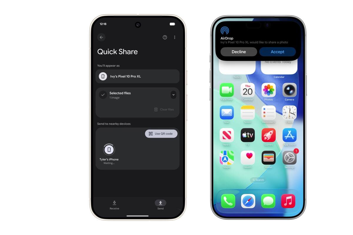 Quick Share, de Android, ahora es compatible con AirDrop, de iOS, y pueden intercambiar archivos en forma inalámbrica