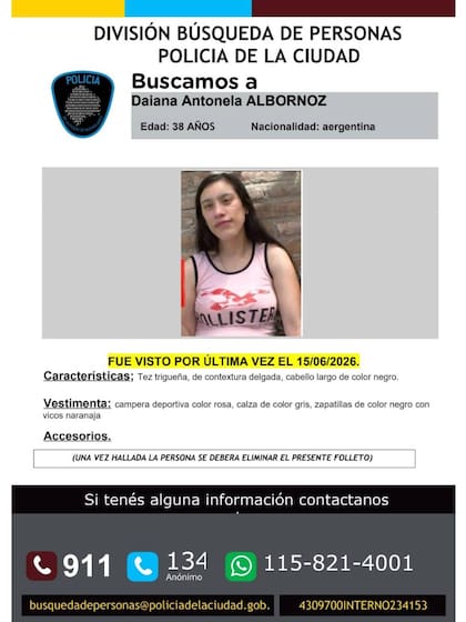 Quien la vea, puede llamar al 911, al 134 o al 115-821-4001