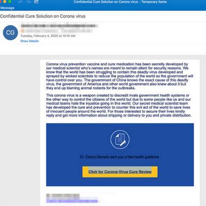 Quienes creen que van a hallar la cura en este correo, se arriesgan a que les roben sus datos personales