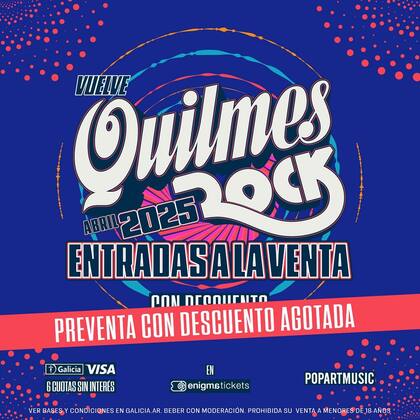 Quilmes Rock ya agotó la preventa con descuento (Foto: Instagram/@popartmusicarg)