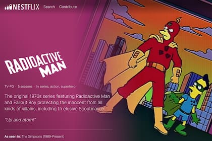Radiactive Man, un personaje creado dentro del universo de Los Simpsons, tiene su lugar dentro del catálogo Nestflix, que recopila unas 400 producciones que forman parte del argumento dentro de las series y películas