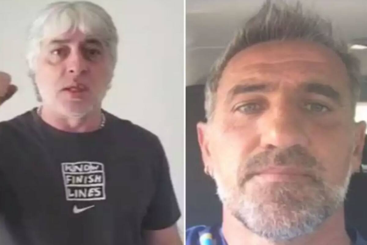 Rafa Di Zeo, barra de Boca, y Raúl Cascini, miembro del Consejo de Fútbol del club, en el video de la polémica.