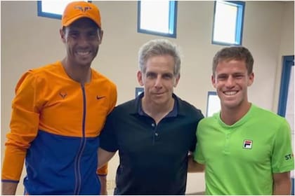 Rafael Nadal, Ben Stiller y Diego Schwartzman posan para la cámara
Foto: Instagram @dieschwartzman
