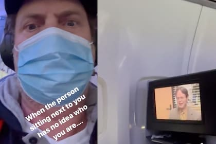 Rainn Wilson compartió el momento en el que captó a un pasajero viendo The Office en el vuelo
