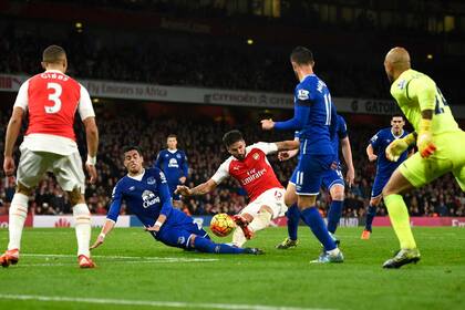 Ramiro Funes Mori ingresó en el segundo tiempo en Everton
