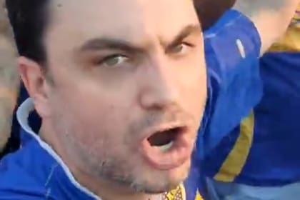 Ramiro Marra en el banderazo de los hinchas de Boca en Miami