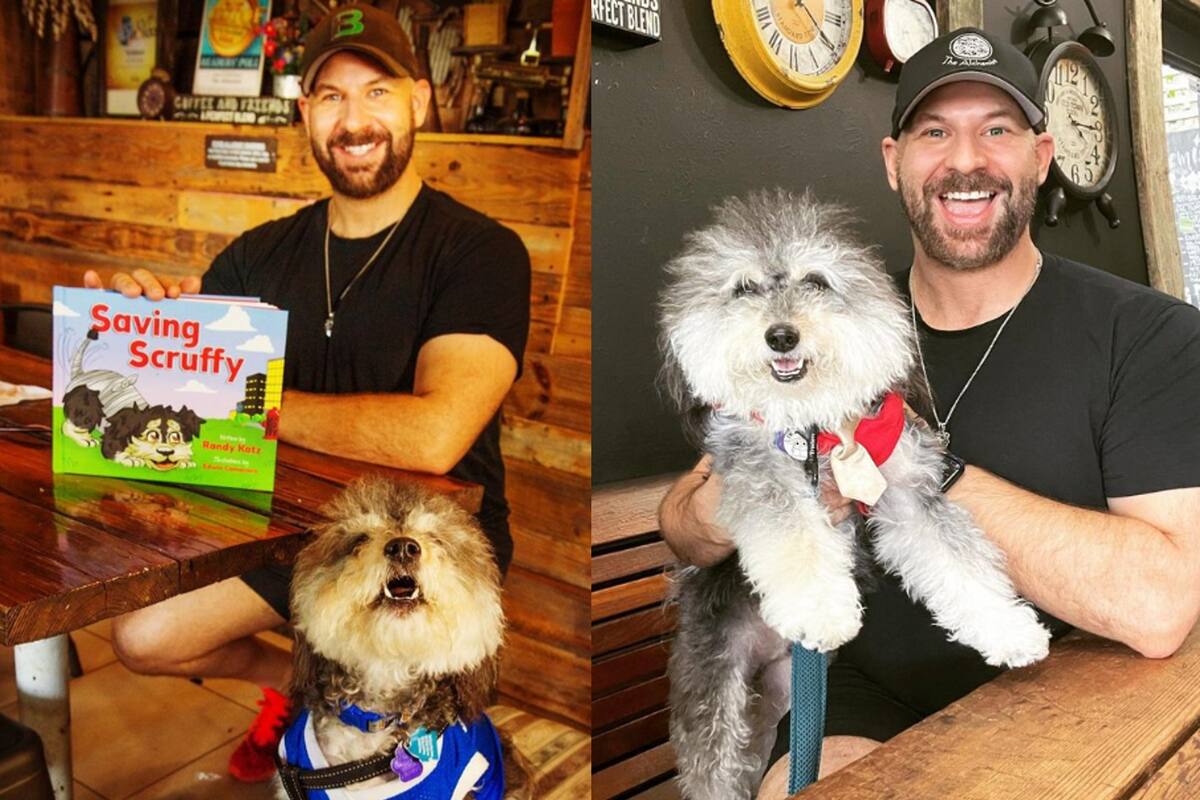 Randy y Scruffy van a varias escuelas y a eventos de lectura para promocionar su libro