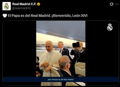 Real Madrid celebró en redes que el Papa haya revelado ser hincha del Merengue