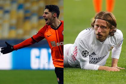 El festejo de Manor Solomon luego del segundo gol de Shakhtar contrasta con el gesto de Luka Modric; Real Madrid trastabilló en Ucrania.