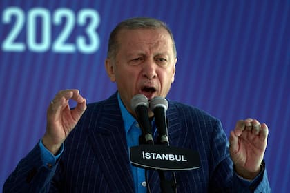 Recep Tayyip Erdogan, durante un mitin de campaña electoral en Estambul, Turquía, el sábado 27 de mayo de 2023