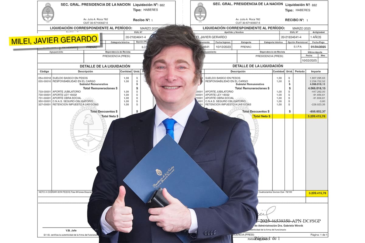 Recibo de Sueldo del Presidente Javier Milei