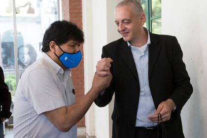 Recién llegado de Caracas, Evo Morales visitó ayer la exESMA junto al secretario de Derechos Humanos, Horacio Pietragalla Corti