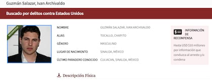 Recompensa del ICE para hijo del "Chapo" Guzmán (ice.gov)