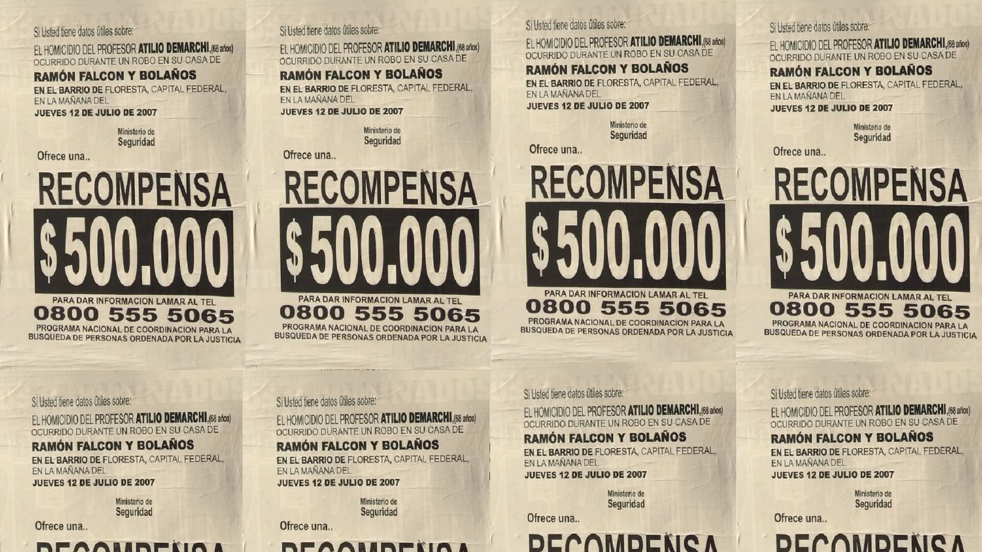 Recompensa por el caso del profesor Atilio Demarchi, asesinado durante un robo en su casa del barrio porteño de Floresta