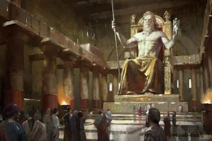 Reconstrucción del Zeus de Fidias en el templo del dios en Olimpia