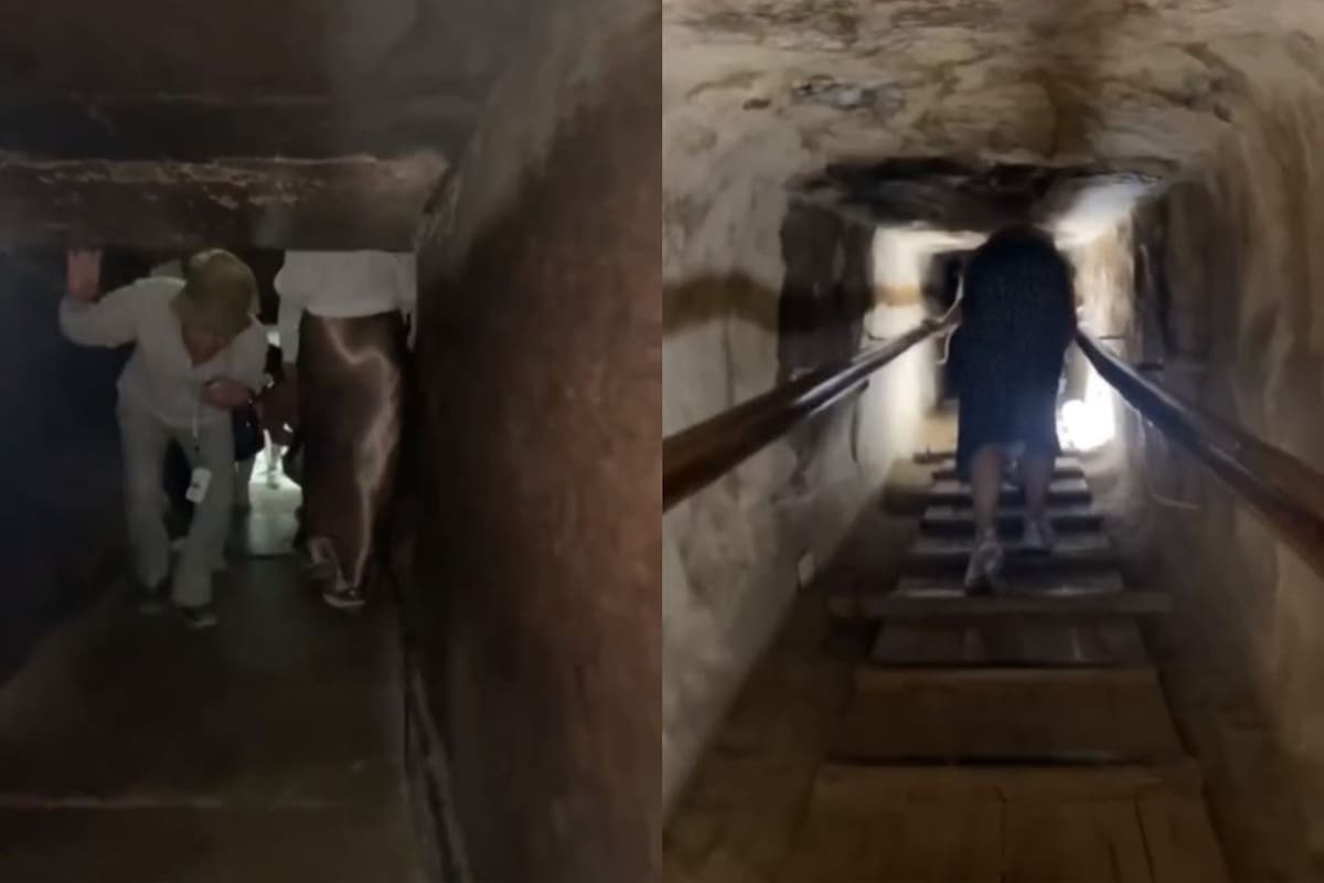 Recorrió el interior de las pirámides de Egipto y causó escalofríos con lo que mostró. Captura /TikTok: @touchdalight