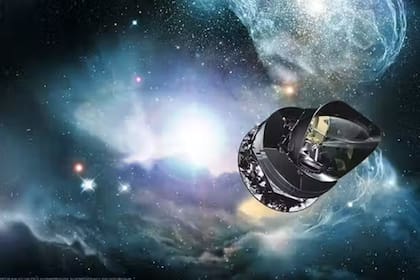 Recreación artística de la nave Planck de la ESA, cuya misión principal es estudiar el fondo cósmico de microondas (CMB), la radiación reliquia del Big Bang