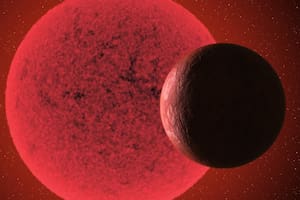 Recreación artística de la supertierra orbitando alrededor de la enana roja GJ 740