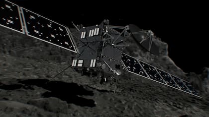 Recreación artística del aterrizaje de la sonda Rosetta sobre la superficie del 67P/Churymov-Gerasimenko