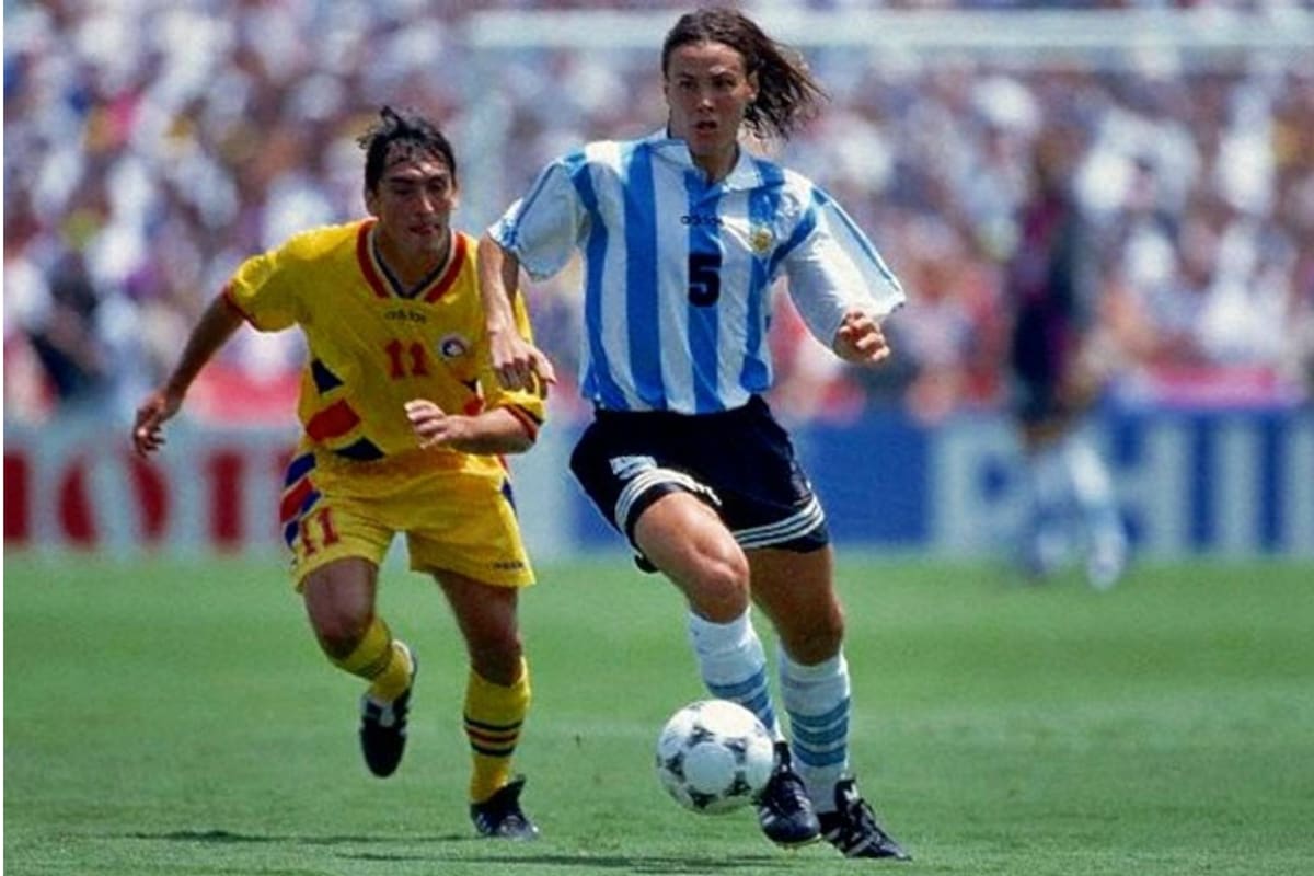 Redondo, con pelo largo, en el Mundial de 1994, el día de la eliminación frente a Rumania