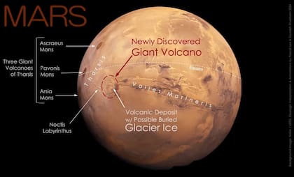 Región en donde se halló el volcán Noctis, que pasó desapercibido durante 50 años de investigación