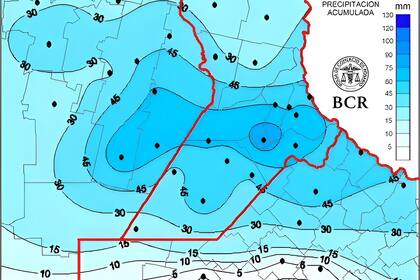 Registro: estas fueron las lluvias que se acumularon en la zona agrícola núcleo, según la Bolsa de Comercio de Rosario (BCR)