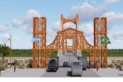 Render de la cabecera del puente de un proyecto anterior que buscaba evocar las ruinas jesuíticas