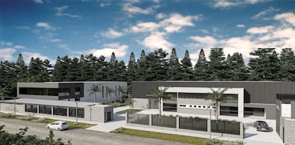 Render de la fábrica de Royal Padel tiene 6000 metros cuadrados y dos naves, una para las paletas y otra para los productos textiles