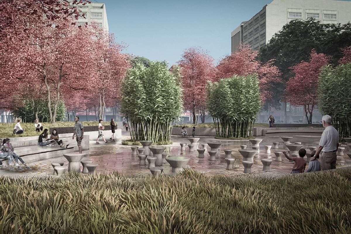 Render de la primera plaza que inaugurarán en 2023 en Las Cañitas. Foto: gentileza Gobierno de la Ciudad