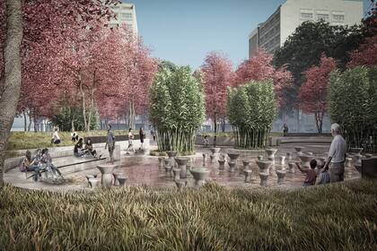 Render de la primera plaza que inaugurarán en 2023 en Las Cañitas. Foto: gentileza Gobierno de la Ciudad