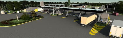 Render del área de ingreso al Parque Industrial Privado San Vicente; se realiza por etapas y las obras están muy avanzadas