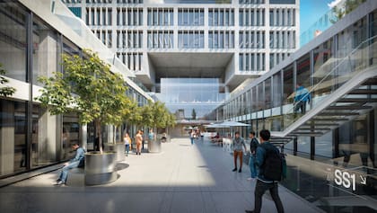 Render del boulevard de ingreso al ITBA en el Parque de la Innovación