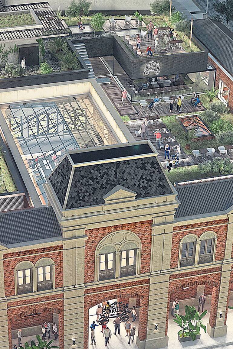 El proyecto de seis millones de euros de inversión será un mercado gourmet que proyectará la escena gastronómica local al mundo (render del Mercado de Carruajes)