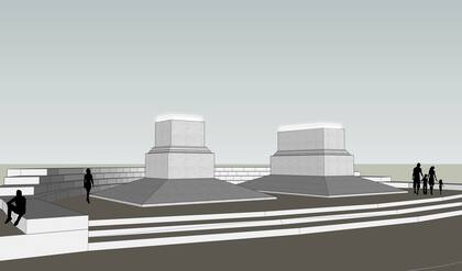 Render del "Monumento Liminar o Plaza de los Monumentos Vacíos", el proyecto ganador de un concurso en 2020 que no llegó a construirse