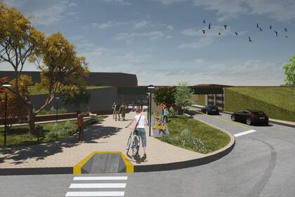 Render del nuevo cruce peatonal de Av. Del Fomentista y las vías del tren Mitre - . L. Suárez, en Villa Pueyrredón