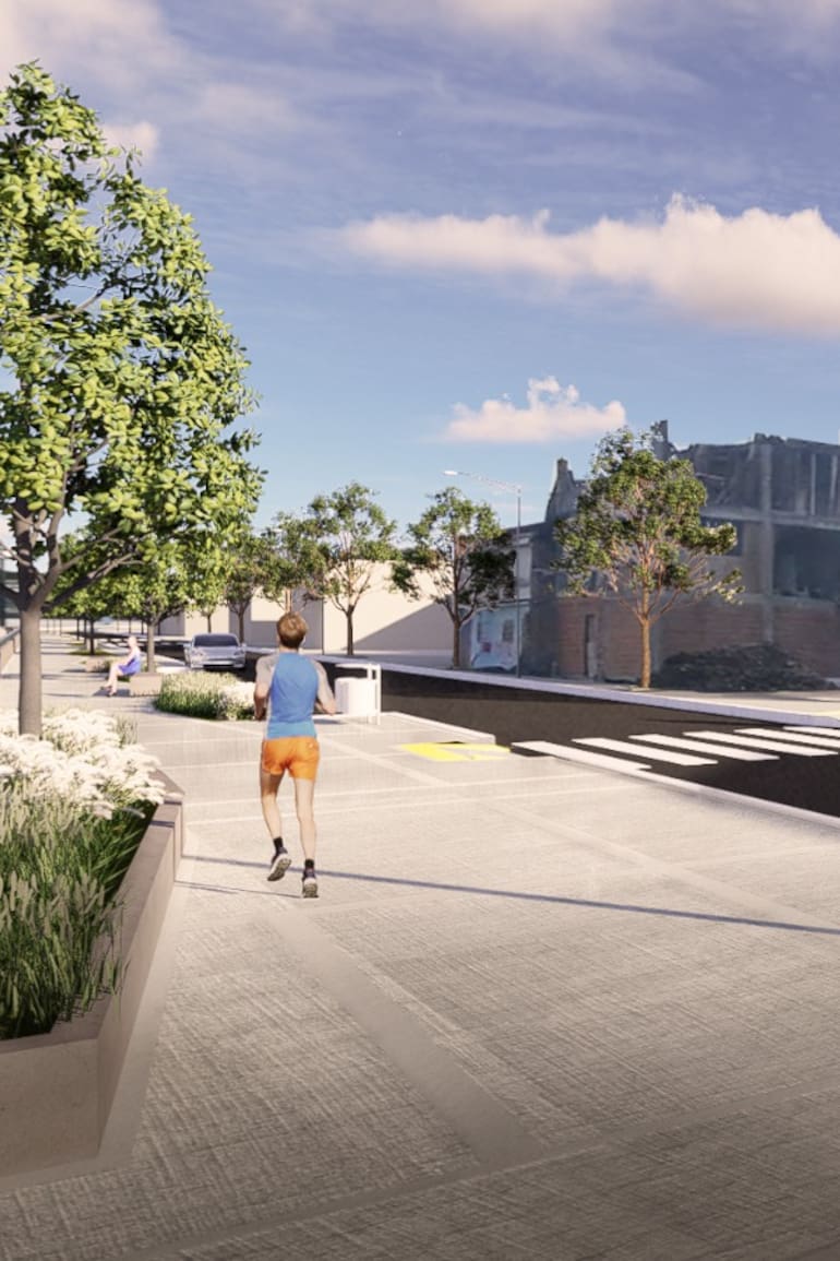Render del paseo ribereño que avanza en la Costanera Sur